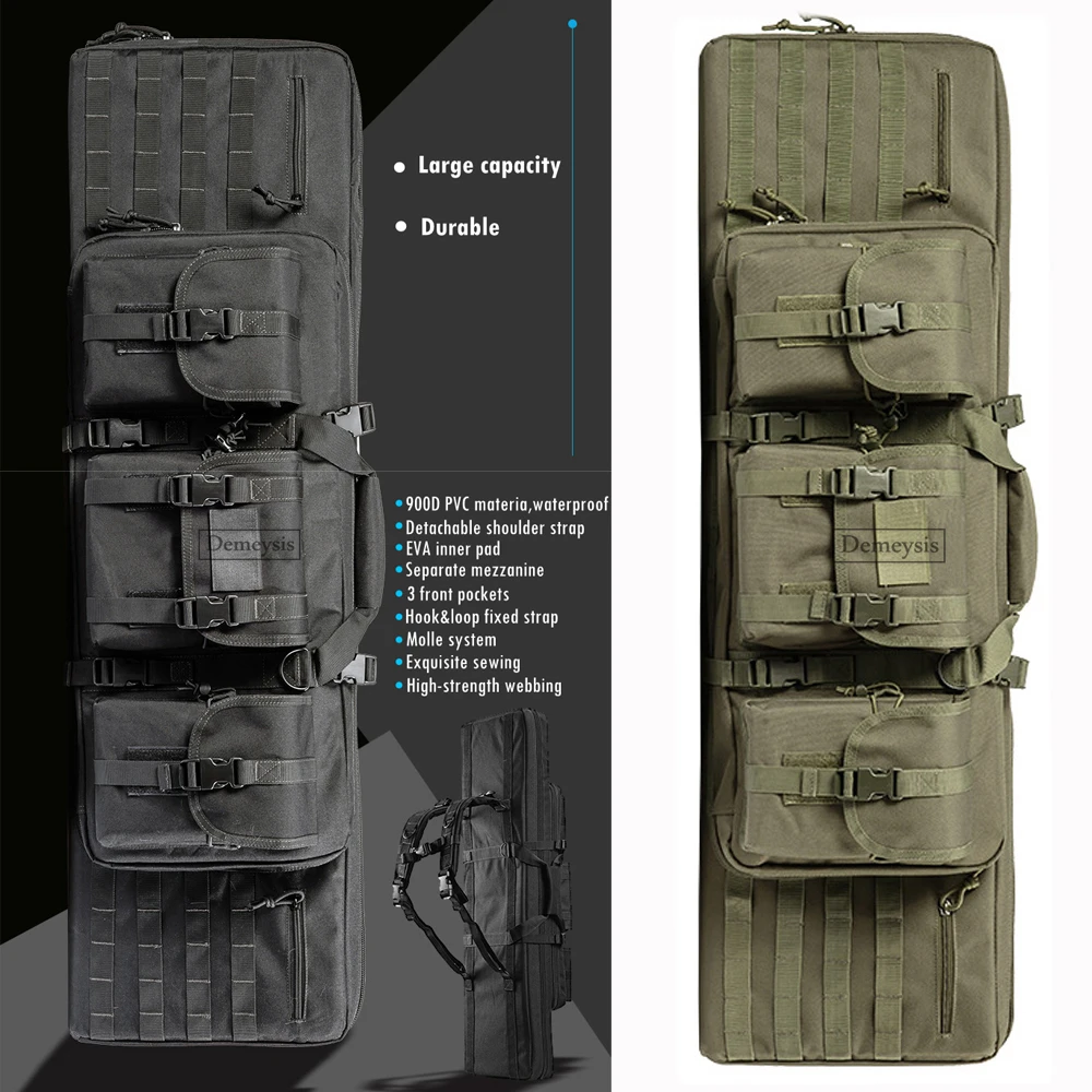 Tactical Double Rifle Gun Case Army Airsoft Combat Padded Shotgun Storage Backpack Pistol and Magazine Storage 95cm / 116cm