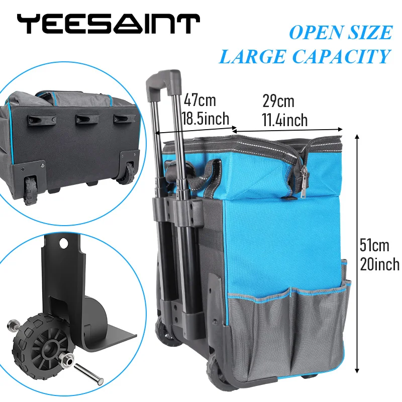 

YEESAINT Large Capacity Multifunctional Tool Bag Carpenter Electrician Working Tools Organizer Suitcases With Wheels Shop Bags