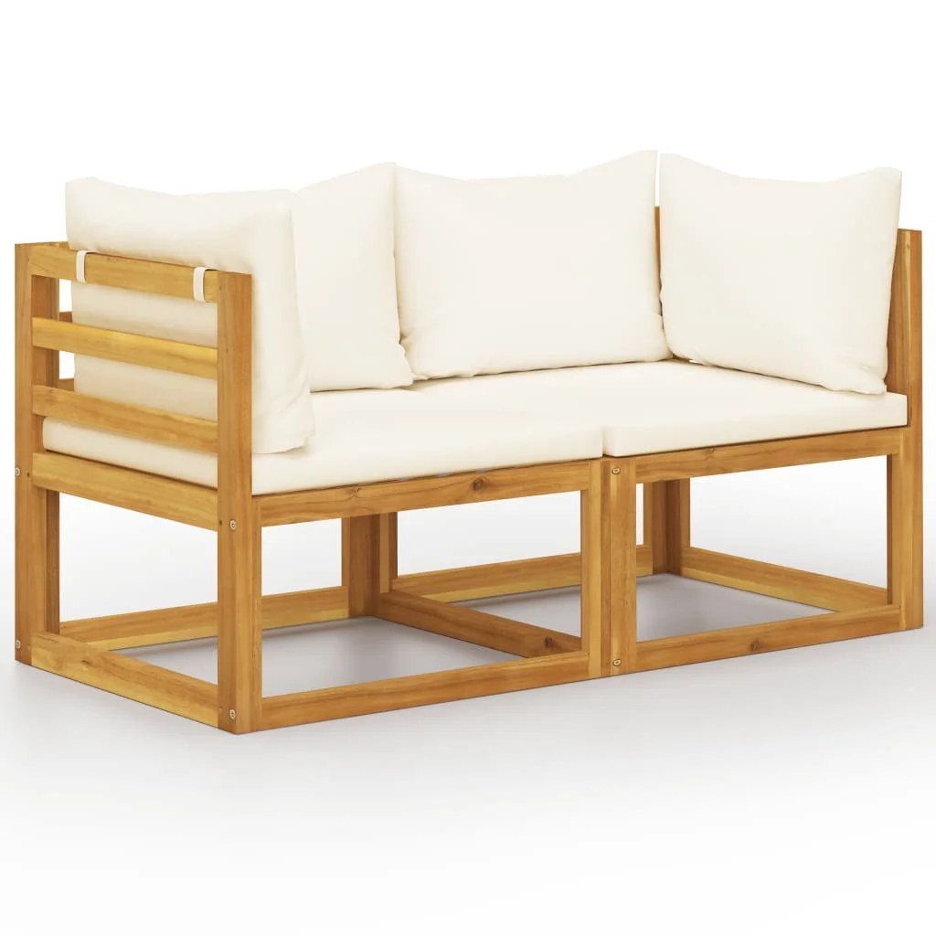 2-seater Patio Bench with Cream White Cushions 27.6