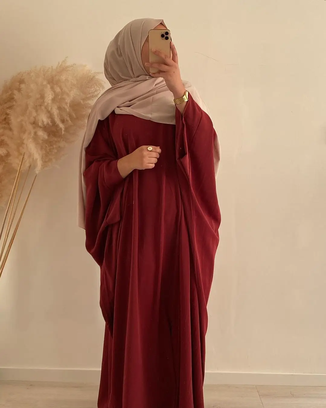 Eid Long Khimar мусульманское платье абайя женское цельное летучая мышь Nida Молитвенное