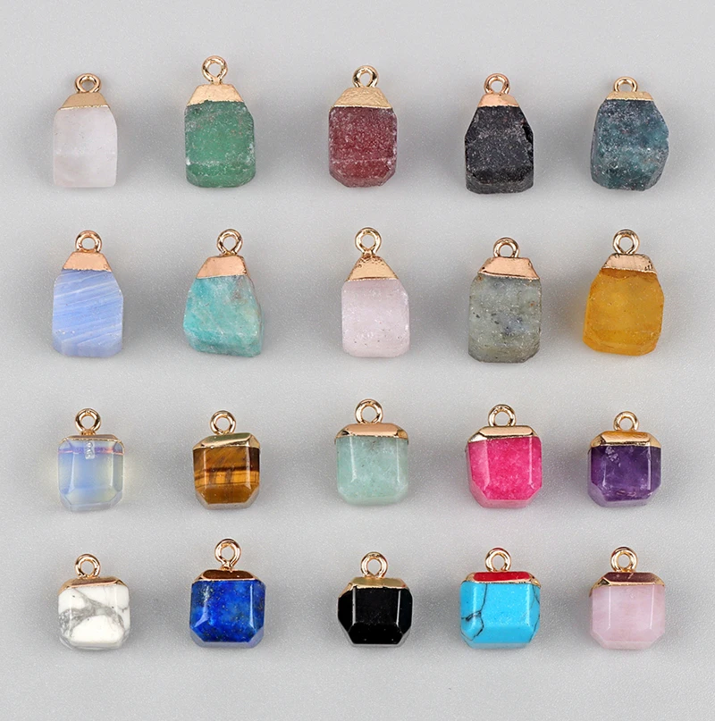 

Natural Square Cube Stone Pendants Beads Faceted Raw Gems Charms For DIY Jewelry Making Earrings Neclace Chokers Accessory
