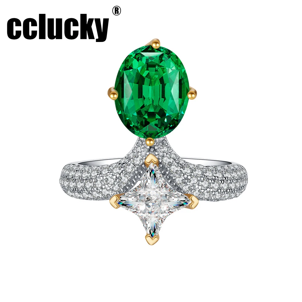

CC Lucky Original and New Oval 8 * 10 ice cut emerald emerald female ring elegant sterling silver