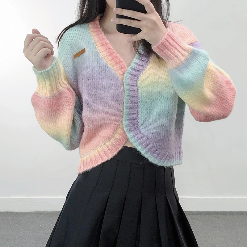 

Женский свитер с длинным рукавом, Свободный вязаный кардиган в Корейском стиле, весна-осень