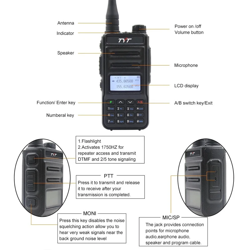2pcs TYT TH-UV88 Portable Radio Dual Band VHF 136-174MHz &ampamp UHF 400-480MHz VOX FM Transceiver Walkie Talkie 5W 200CH Scrambler - купить