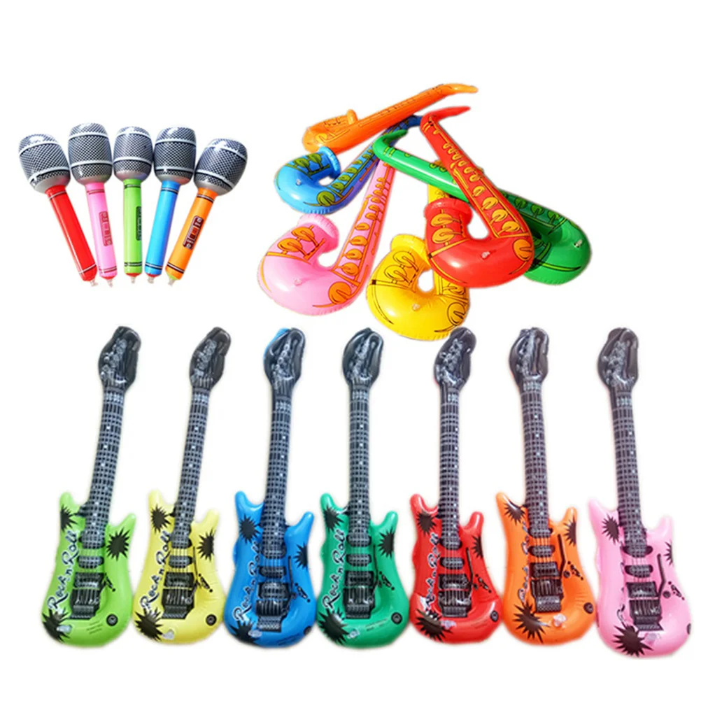 

12pcs Kids Inflatable Instruments Toy Saxophone Microphone Guitar Musical Instruments Set(Random Color)