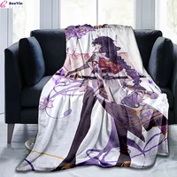 cartoon genshin impact printed blanket flannel warmth soft plush sofa bed throwing blankets anime cute blanket