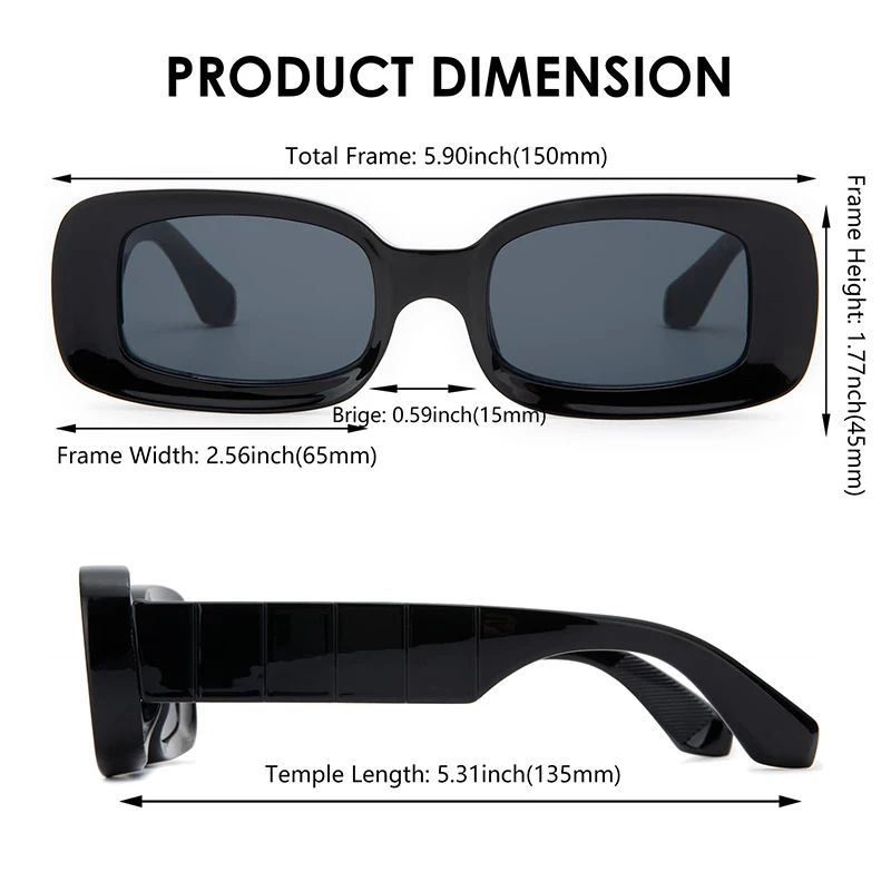Y2K Trendy Aesthetic Rectangle Sunglasses for Women Men 90's Retro Thick Frames Cool Funky Sun Glasses images - 6