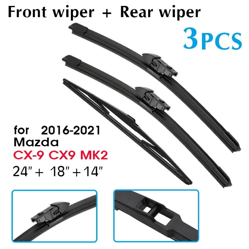

Комплект передних и задних щеток стеклоочистителя автомобиля для Mazda CX-9 CX9 MK2 2016 2017 2018 2019 2020 2021 переднее и заднее окно 24 "+ 18" + 14"