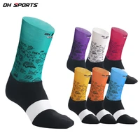 lycra printed mars green cycling socks split men 7colors knee high spring and summer quick drying breathable for bicycle sports