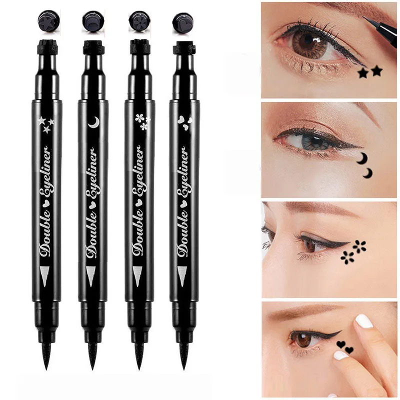 

Double Head Eyeliner Face Stamp Pen Flower Moon Heart Star Stamp Waterproof Eyeliner Pencil Makeup Tool Eye Cosmetics For Girls