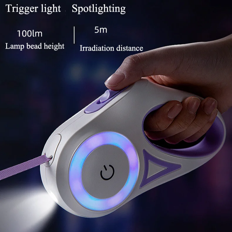 

Dog Leash LED Lighting Flash Retractable Automatic Touch Light 3m 5m Length Lead Middle Large Pet Outdoor New Designed Leash