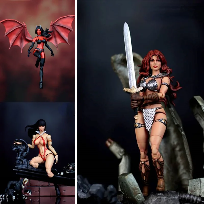 

Полная Реплика руководителя ERLCRS01, 15 см, полный комплект, красная Сона, королева проданных пургатори, леди вампирелла, Женская экшн-фигурка в подарок