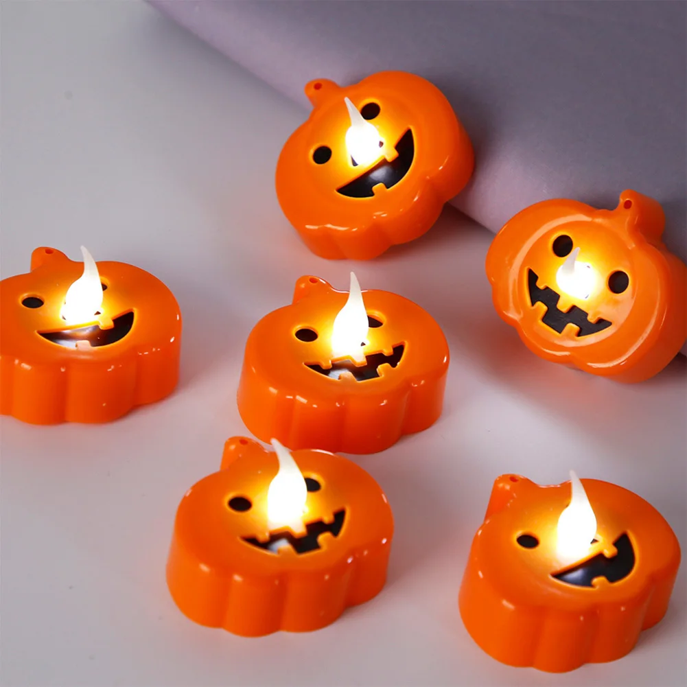 

12 Piece Pumpkins Candle Light With Ghosts Face Fashion Portable Bedside Lamp Home Bedroom Decor