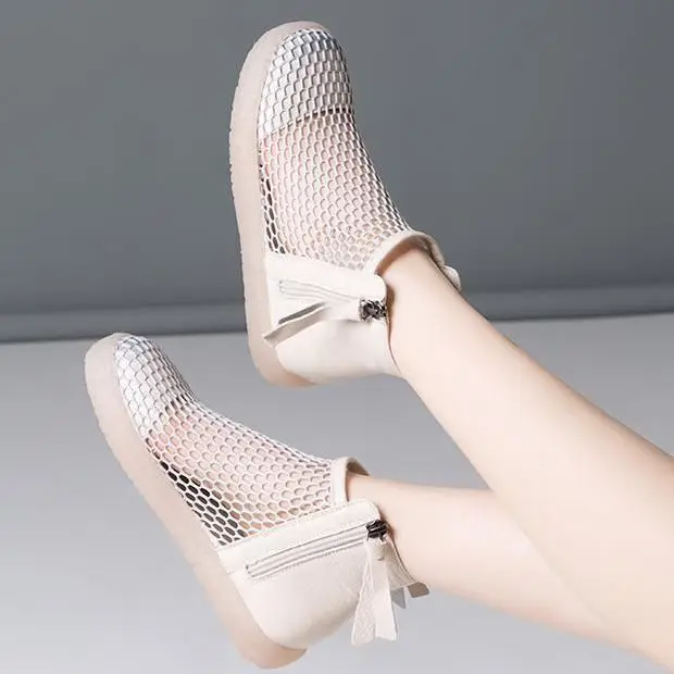 

Soft leather mesh breathable sandals Korean version 2021 hole shoes mesh shoes hollow soft flat sandals