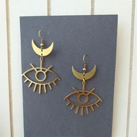 2022 new brass evil eye moon earrings advance guard style pendants bohemian jewelry lightweight big large fashion women gift