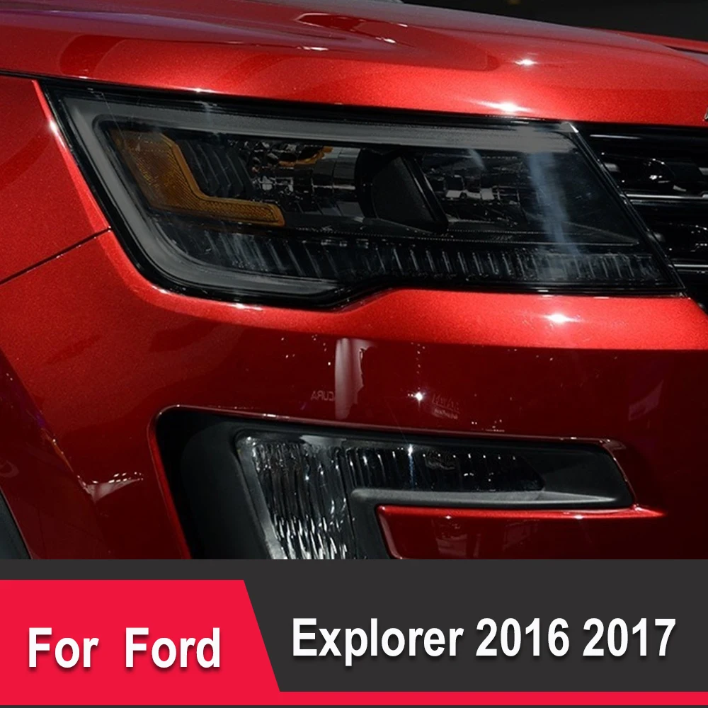 

2 шт. Защитная пленка для автомобильных фар Прозрачная черная наклейка из ТПУ для Ford Explorer 2016 2017 аксессуары