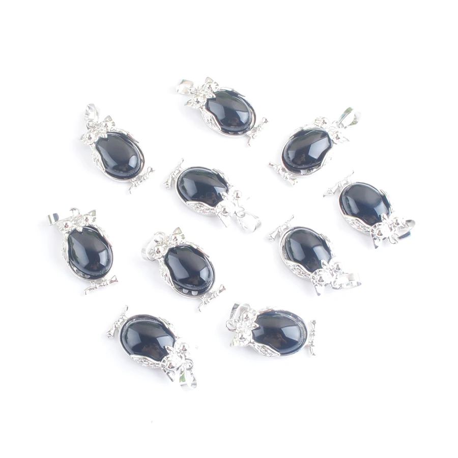 Черные натуральные обсидиановые камни в форме совы подвески животных милые