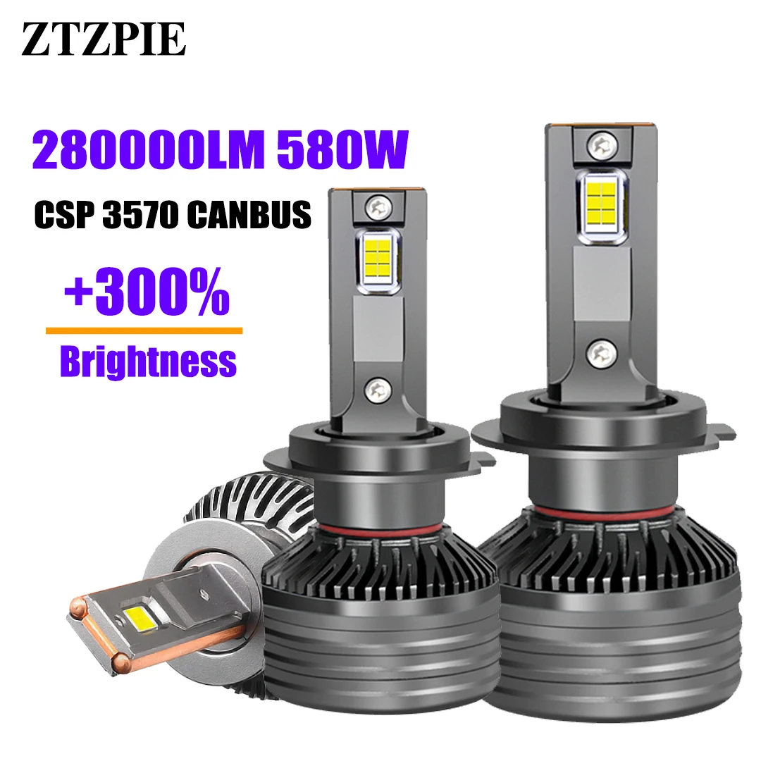

ZTZPIE Car LED Headlight H7 LED Canbus H4 H1 H8 H11 HB3 HB4 9005 9006 9012 6000K 580W 200000LM Auto Lamp Turbo Fog Light 12V