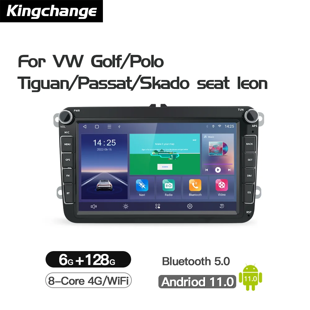 

Автомагнитола Kingchange 7 дюймов Android GPS 4G WiFi DSP Carplay для VW / Volkswagen Skoda Octavia golf 5 6 touran passat B6 polo Jetta
