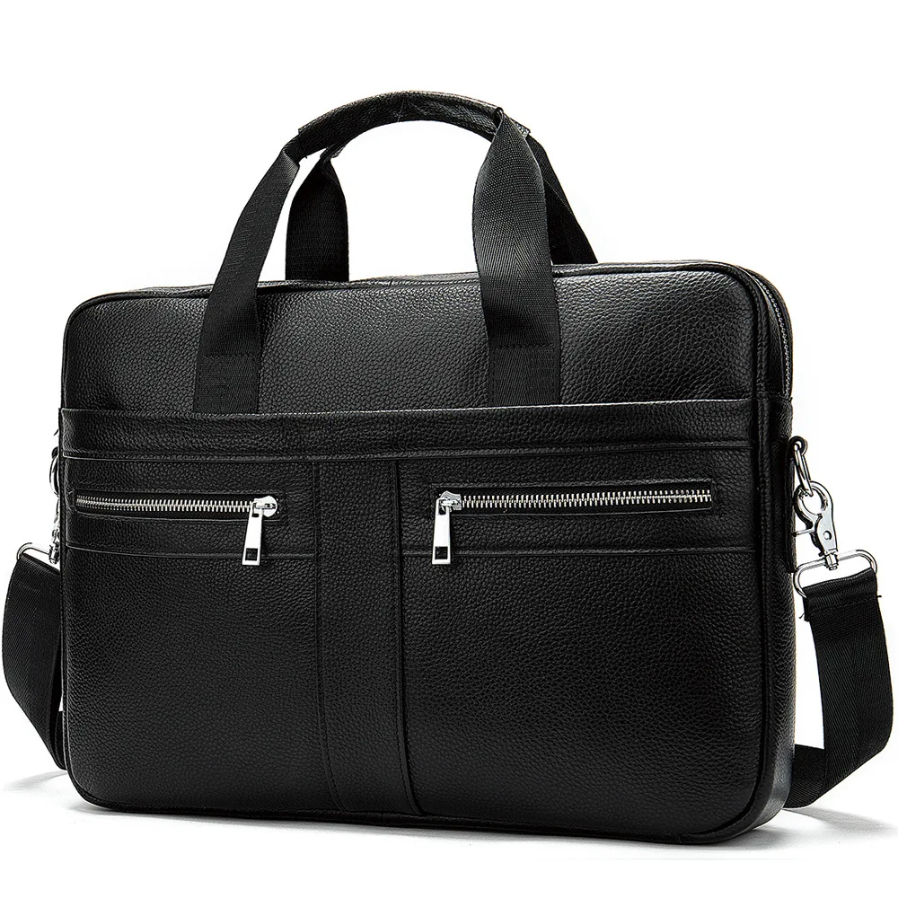 

Men's Leather Briefcase Business Men's Bag First Layer Leather Portable Laptop Bag Retro Single Shoulder Messenger Bag