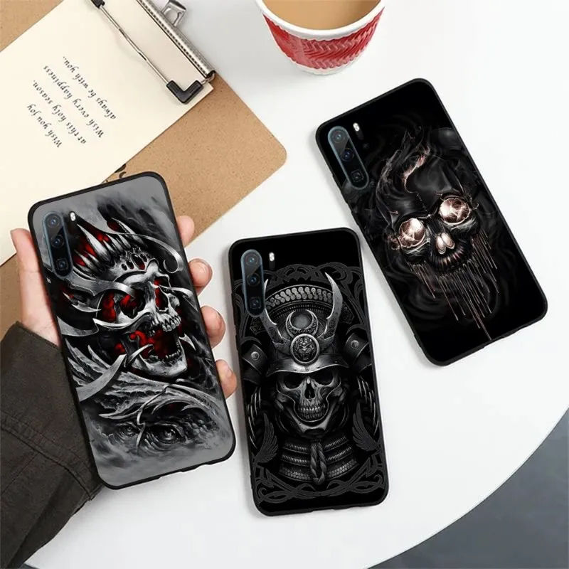 

Чехол для телефона Samurai с рисунком черепа для Honor 70 50 20 7S X9 X8 X7 Magic 4 3 Pro, мягкий черный