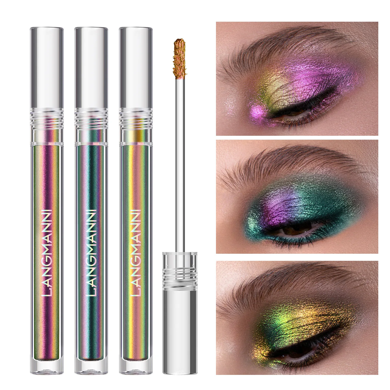 

Chrome Liquid Eyeshadow Pigments Long Lasting Multi Chrome Chameleon Peacock Galaxy Chrome Glitter Liquid Eyeshadow