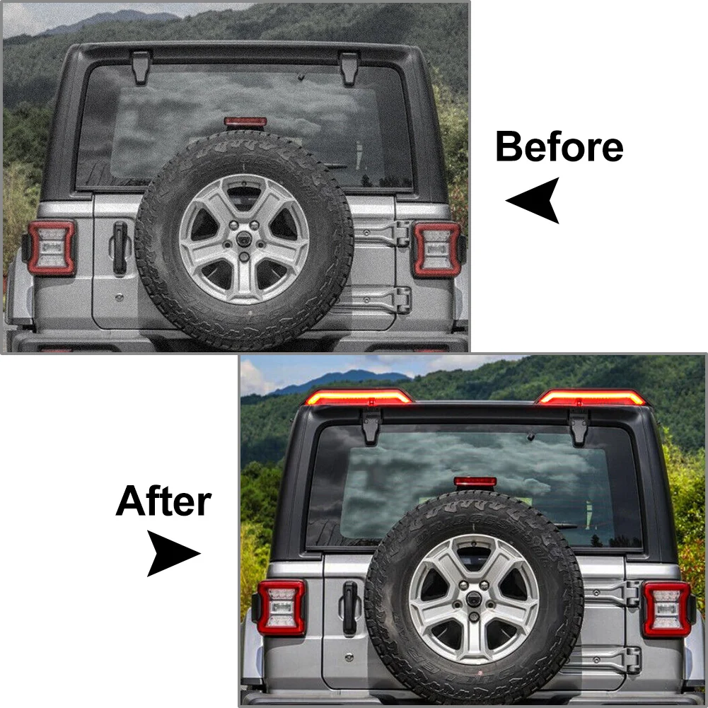 Фото 2 шт. автомобильный задний спойлер на крышу с задним стоп-сигналом для Jeep Wrangler JKJKU 2007-2017, только версия для США №2