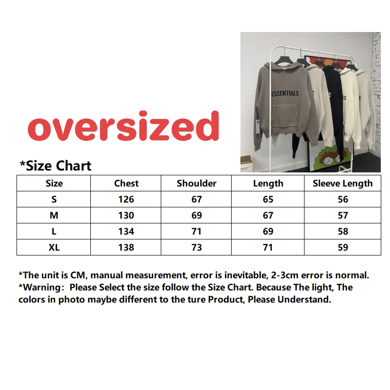 Essentials Knitted Pullover Kanye West Hooded Men's and Women's Sweater Trend Streetwear Oversized Casual Knit Hoodies | Мужская