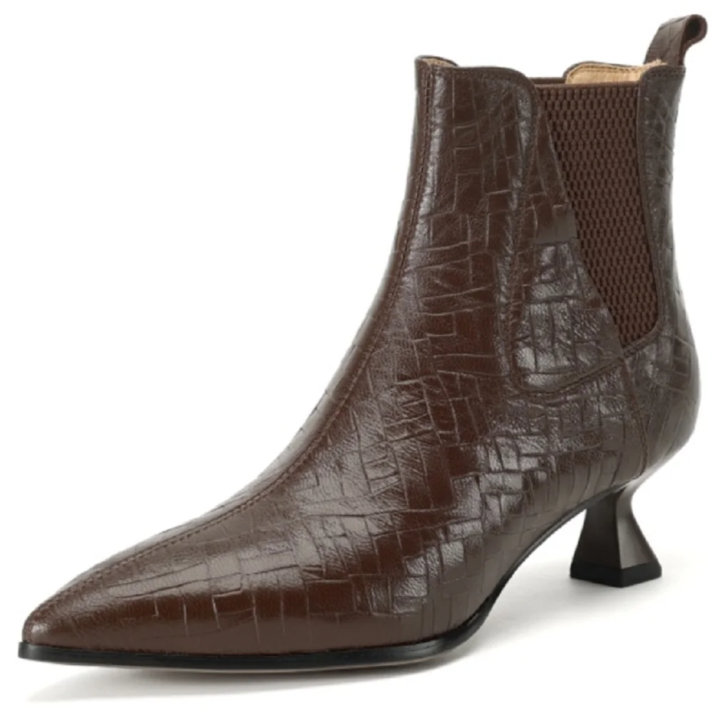 Женские эластичные ботинки все в одном из натуральной кожи с острым носком