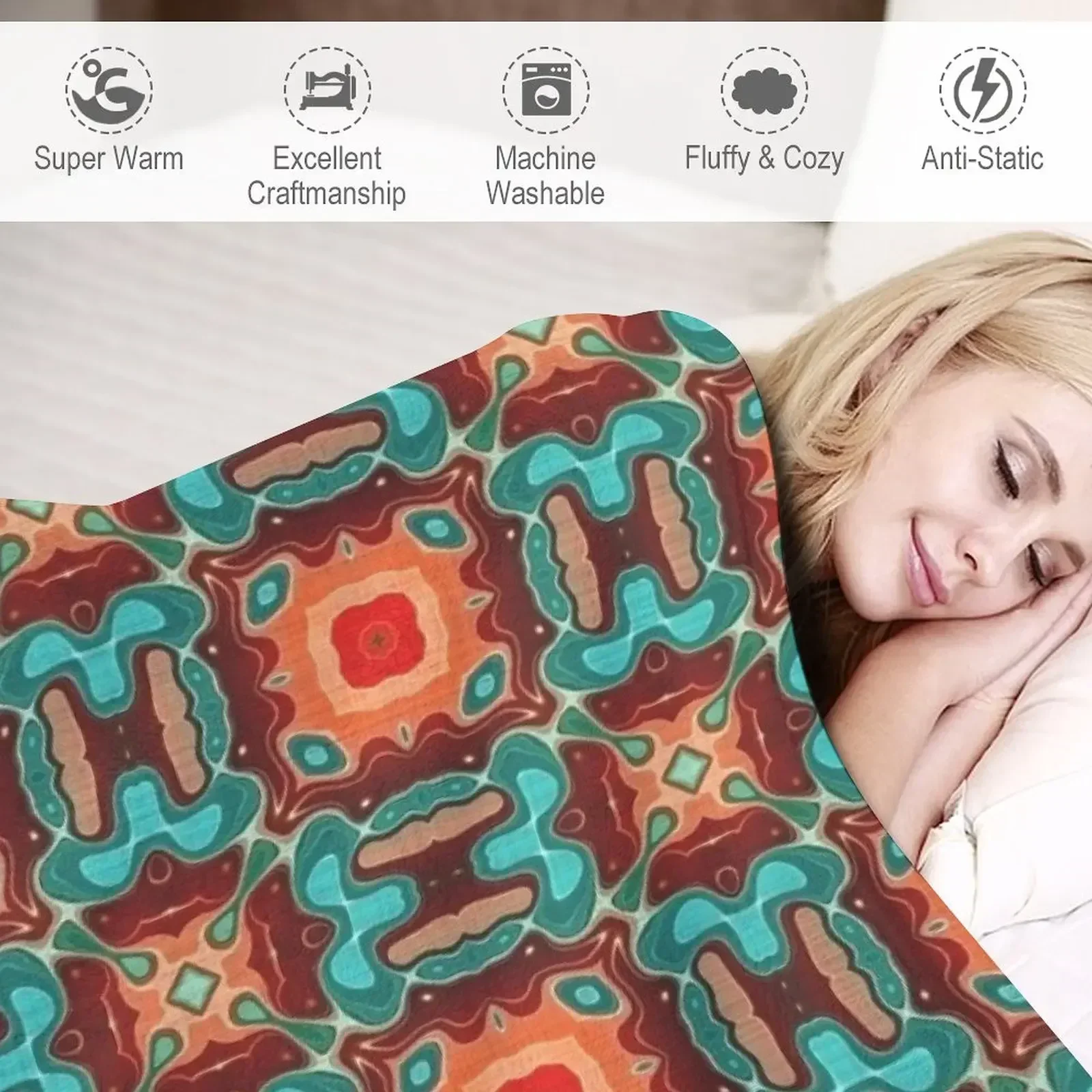 Оранжевый коричневый красный бирюзовый синий хип Ориент Бали художественное