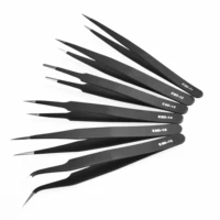 6pcs esd anti static stainless steel tweezer set maintenance repair tool kit anti static tool set