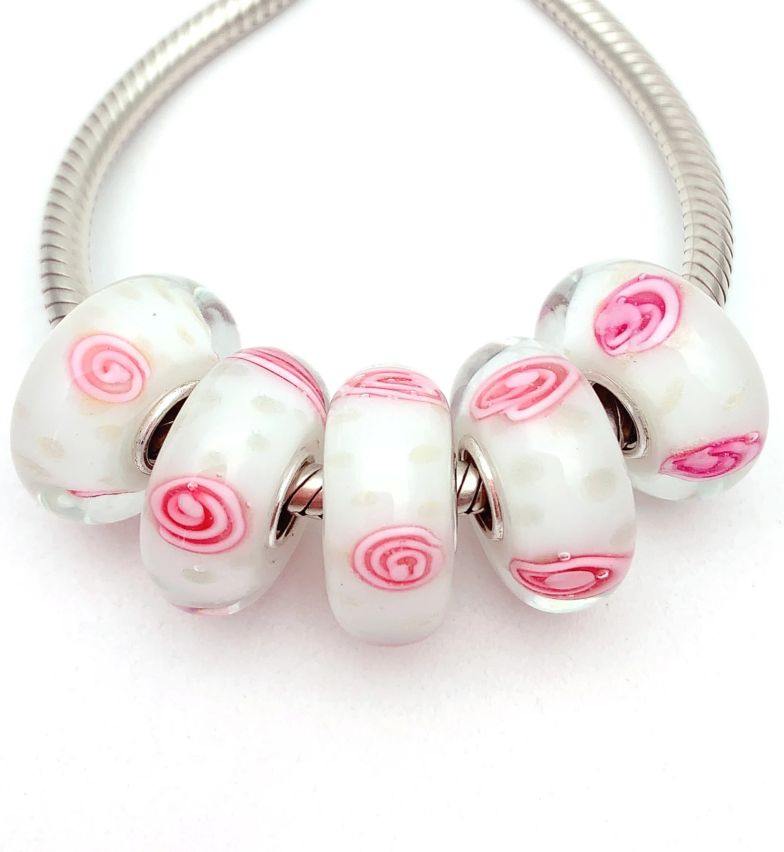 

YG189 5X 100% Authenticity S925 Sterling Silver Beads Murano Glassbeads Bead Fit European Charms Bracelet Diy Jewelry Lampwork