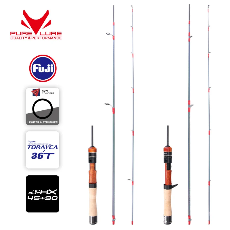 PURELURE TROTA Baitcasting BFS Finesse System UL Spinning Casting Fishing Rod Carbon Fiber 3 Pieces 1.40-1.53m 1-7g for Trout Pe