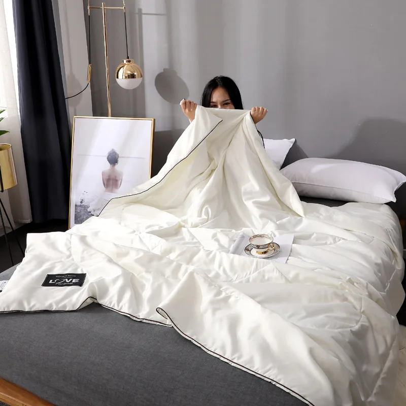 

Однотонное одеяло, односпальное/двуспальное постельное белье, 1 шт., шелковистое одеяло, тонкое одеяло, гладкое одеяло