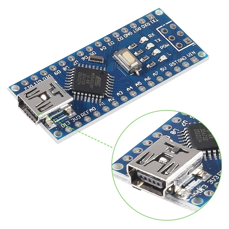 Плата микроконтроллера для Nano V3.0 Atmega328p плата CH340 5 в 16 м с контактными разъемами