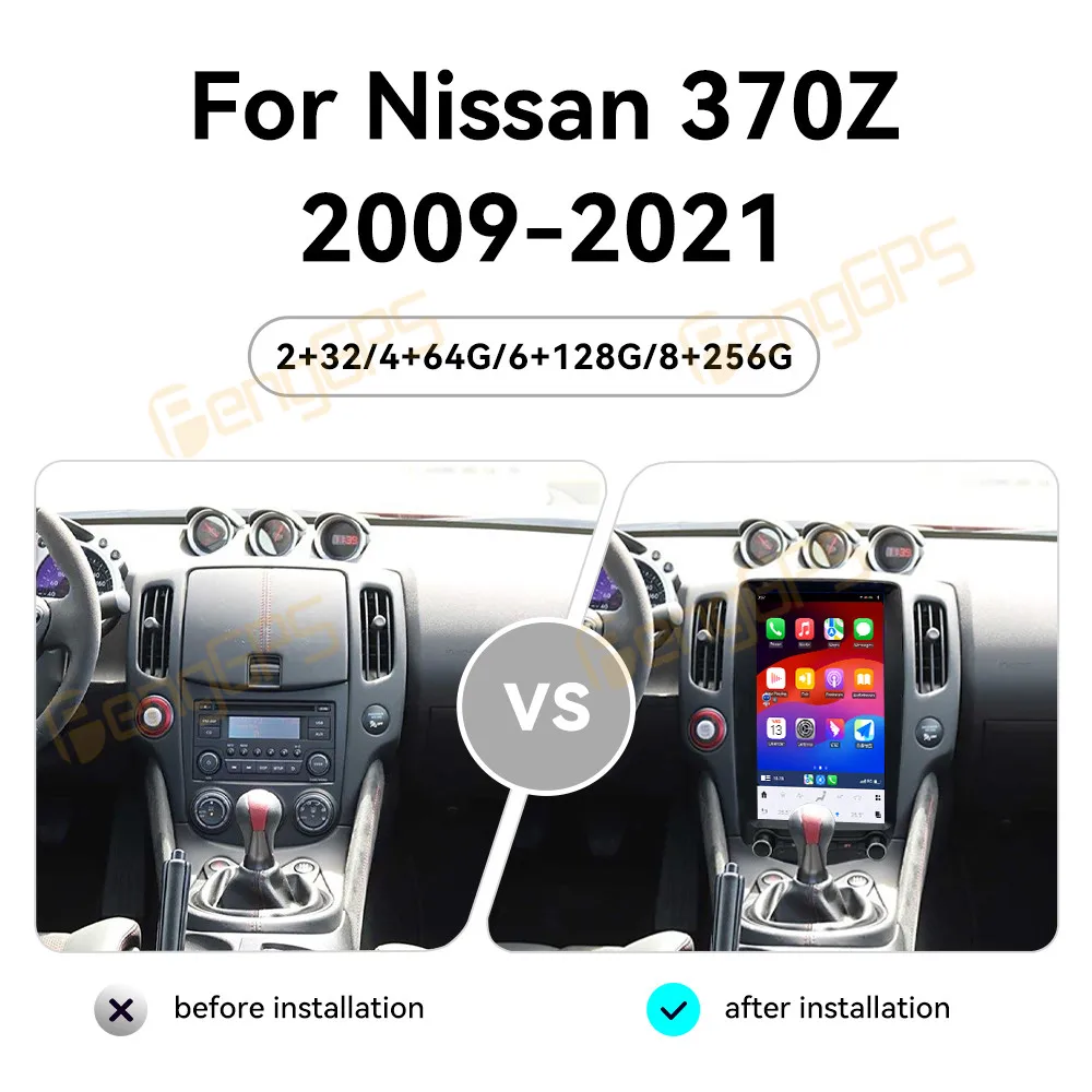 Автомобильное радио Android 13 для Nissan 370Z 2009-2021 сенсорный экран 8 дюйма GPS-навигация Apple