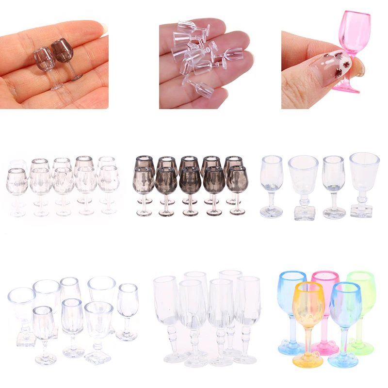 4/5/6/10Pcs 1:6 1:12 Scale Dollhouse Miniature Wine Glass Mini Goblet Cup Toy for bjd Blythe Decoration Doll House Accessories