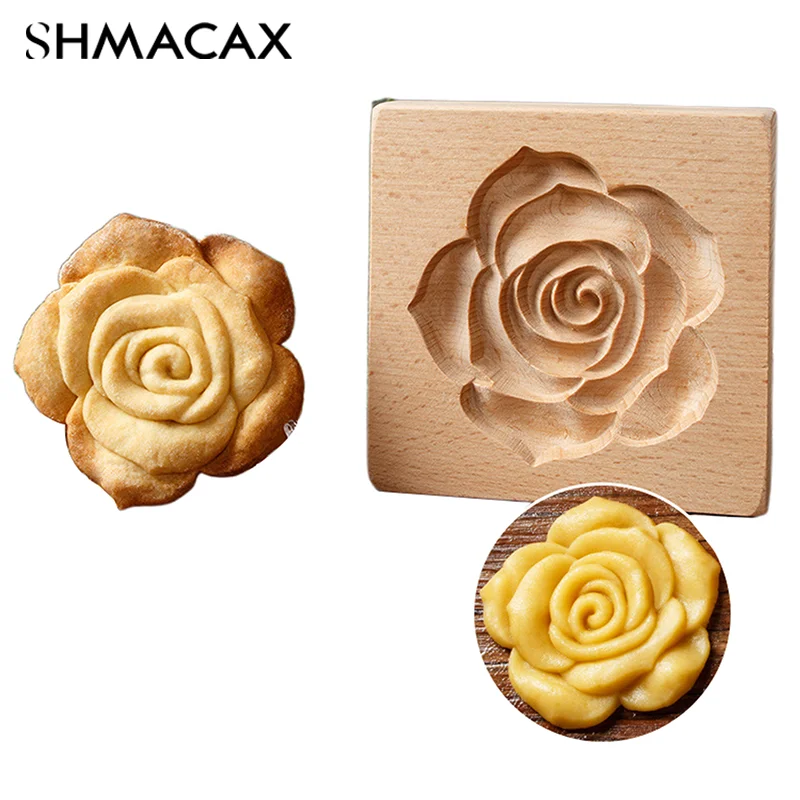 Набор Деревянных Формочек Для Печенья С Цветочными Розами И Рельефными Узорами