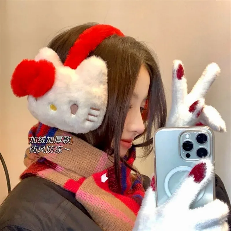 Наушники с героями мультфильмов Hello Kitty теплые холодные и антифризные езда на