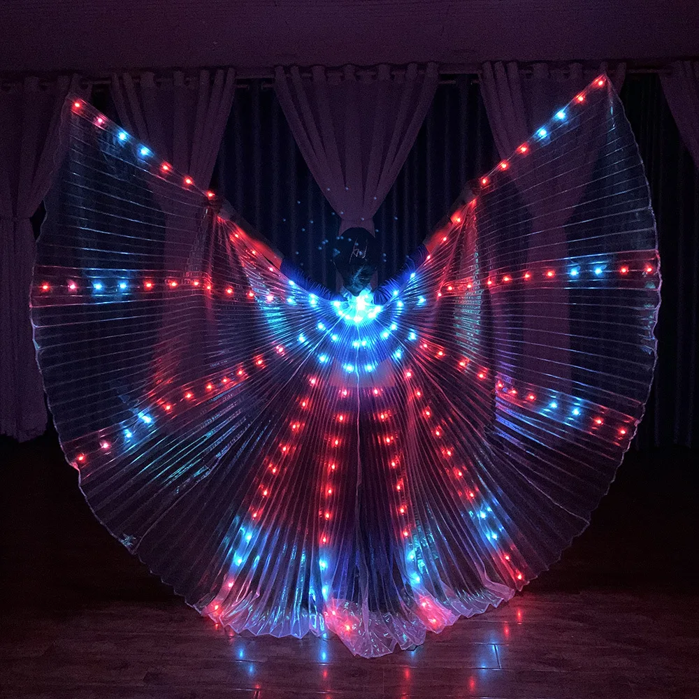 

2023 Luminous Belly Dance LED Isis Wings Light UP Clothing Samba Carnival Stage Performance Rave Outfits Rainbow Accessories