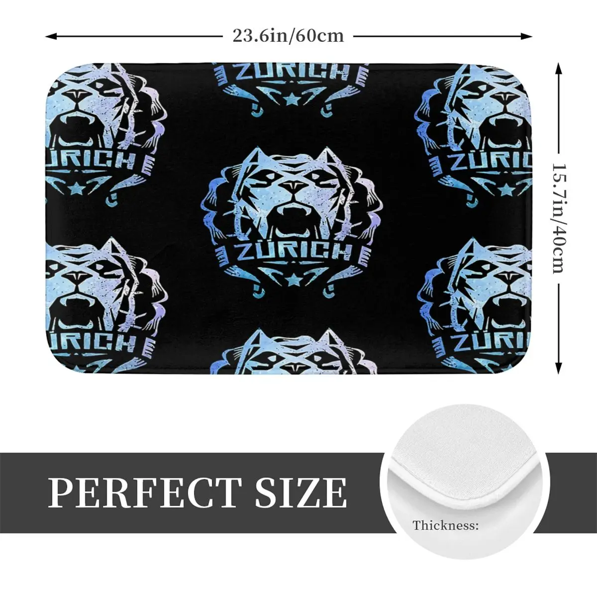 Zurich Fcz 40x60 см ковер полиэстер коврики ретро противоскользящие праздничные