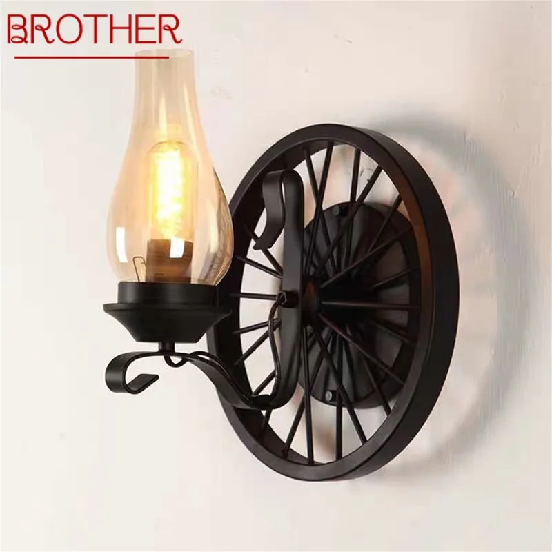

BROTHER Indoor Retro Wall Lamps Black Light Classical Sconces Loft Fixtures LED for Home Bar Cafe