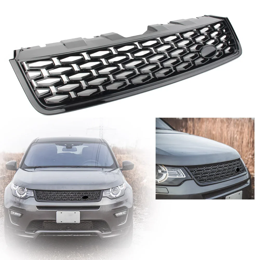 

Car Front Grille Upper Grill With Logo For Land Rover Discovery Sport L550 LR066143 2015 2016 2017 2018 DSB Black w/ Emblem