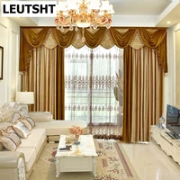 european style curtains for living dining room bedroom luxury champagne color matching flannel curtains villa curtains custom