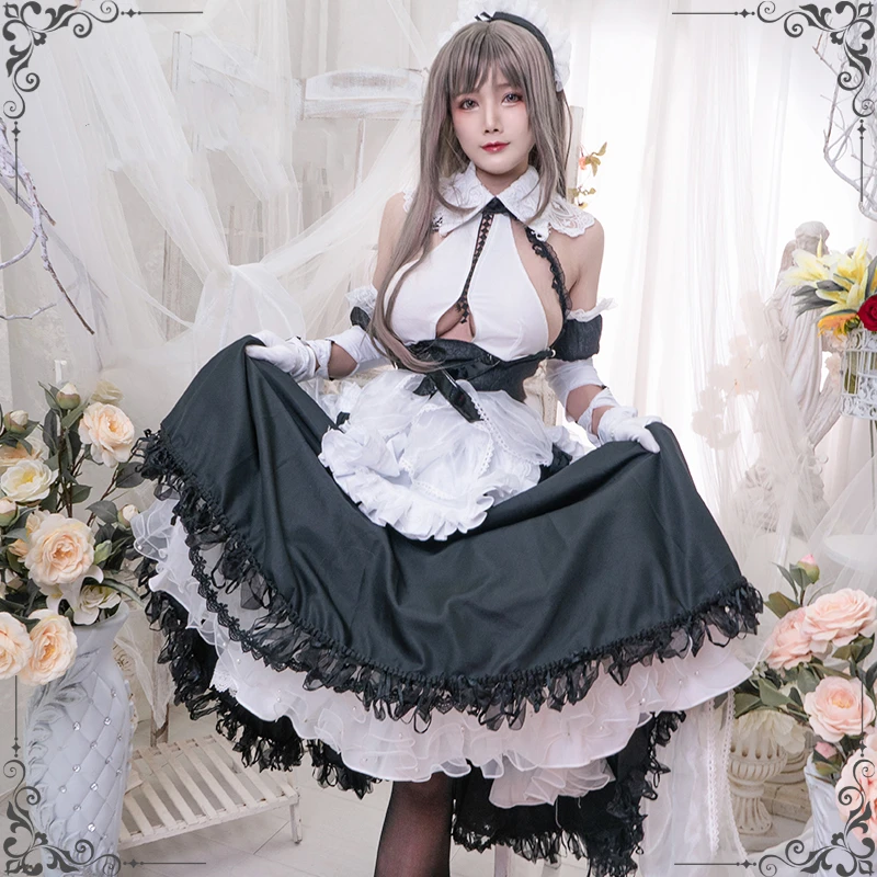 

[Customized] Anime Azur Lane HMS Dido Maid Outfit Lolita Dress Party Uniform Cosplay Costume Women Halloween Free Shipping 2022