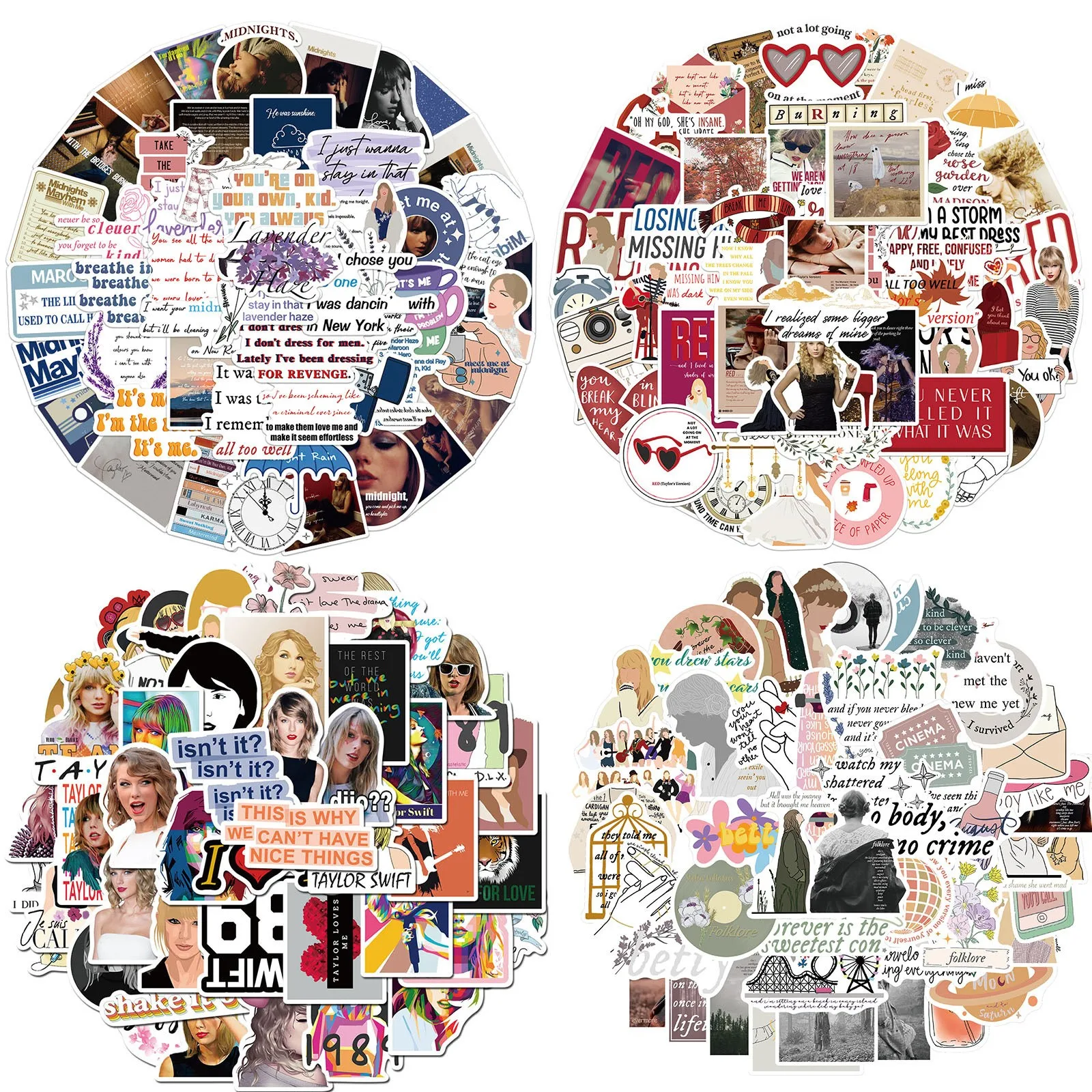 

50pcs Singer Taylor Album Folklore Evermore+Red+Midnight Sticker for DIY Luggage Laptop Motorcycle Sticker