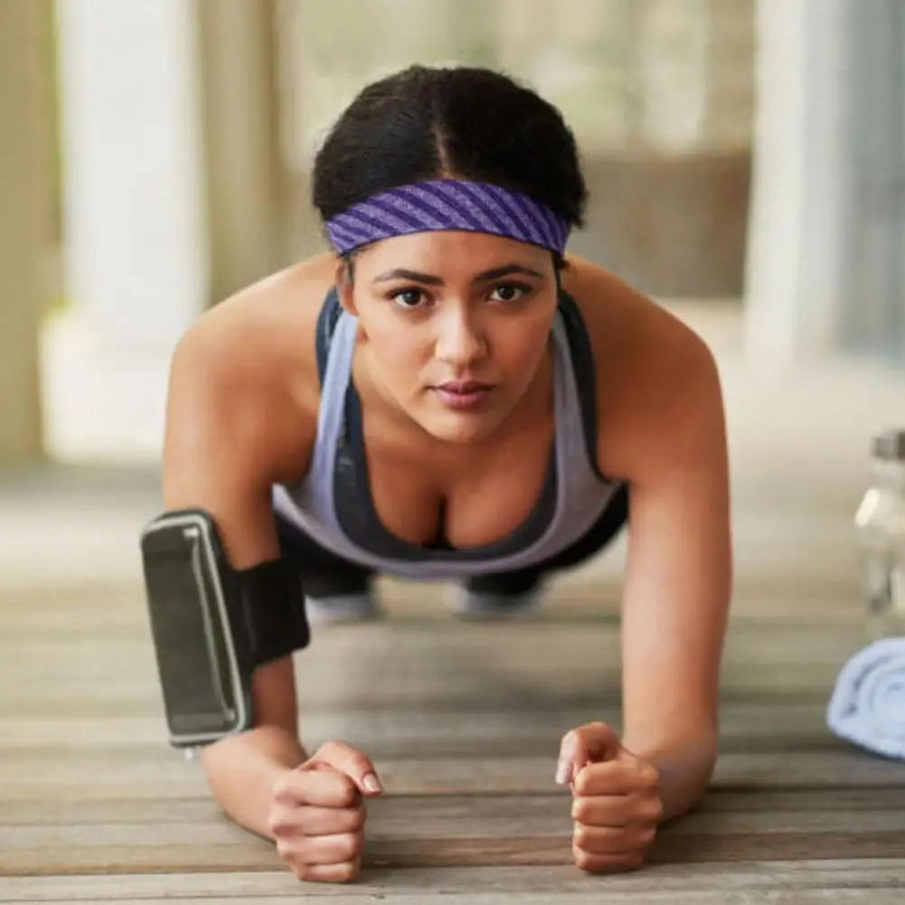 Повязка на голову женская спортивная широкая эластичная лента для волос йоги