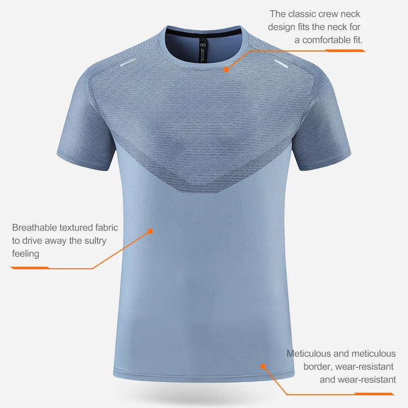 Men‘s Sports Shirt For Running Gym Clothes Quick Dry Breathable T-shirt Training Joggers Bodysbuilding Sportswear Fitness Shirt