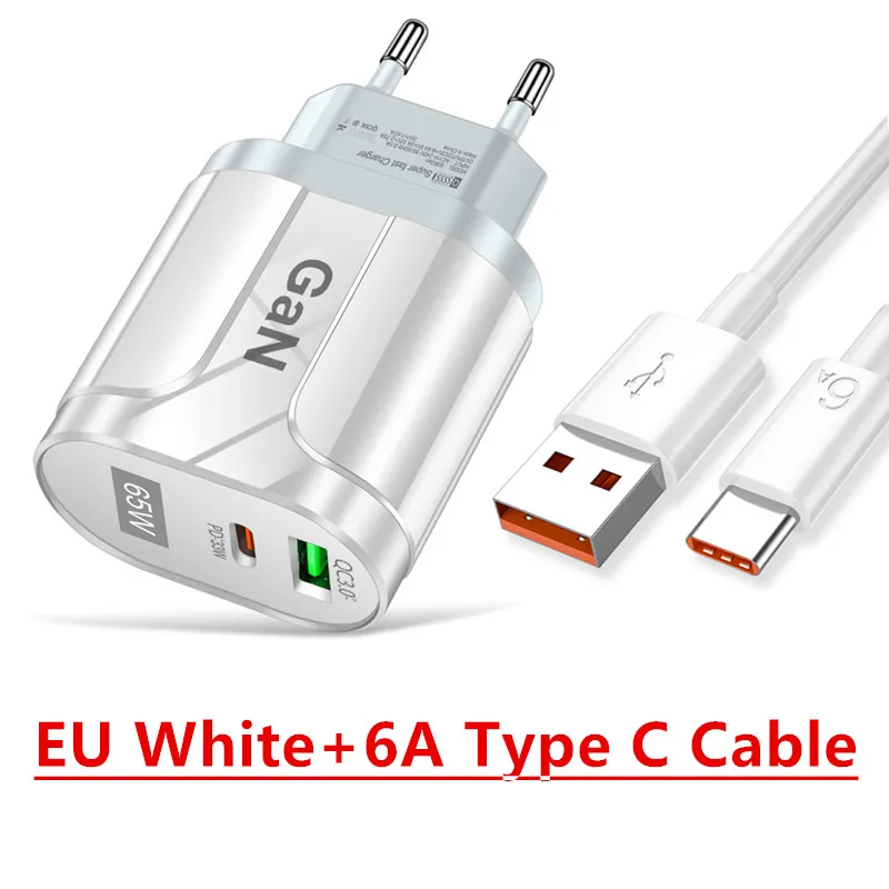 PD 65W Wall Charge For Laptop MacBook Pro Type-C For Apple iPhone 13 12 11 Pro iPad Huawei Xiaomi Samsung Quick Charger Adapter