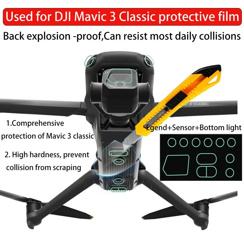 

For DJI Mavic 3 Classic Drone Lens Protective Film Royal 3 Sensor Membrane Anti-Collision Explosion-proof Prevent Scraping Tools